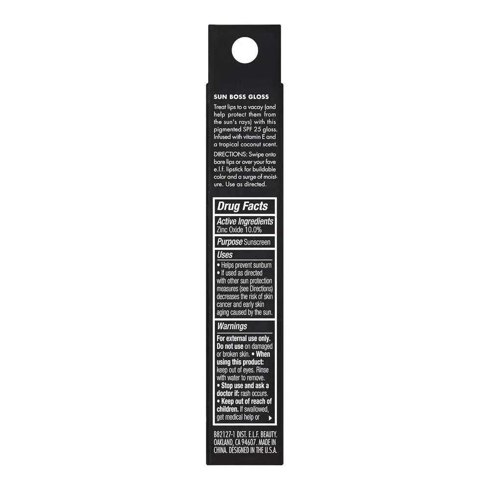 e.l.f. Sun Boss Gloss SPF 25 Pigmented Lip Gloss Blush Much A High-Shine 0.13oz